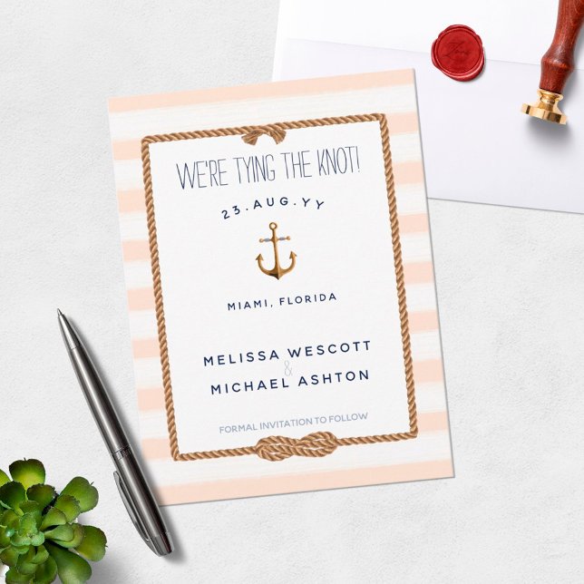 Nautical Tying the Knot Infinity Soft Peach Save The Date (Creator Uploaded)
