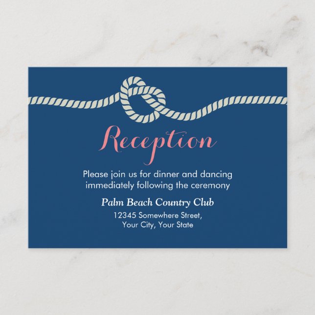 Nautical Tying the Knot Wedding Reception Enclosure Card (Front)
