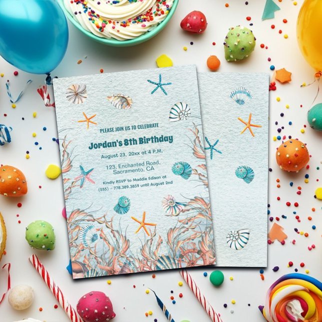 Nautical Under the Sea 8th Birthday Invitation (Creator Uploaded)