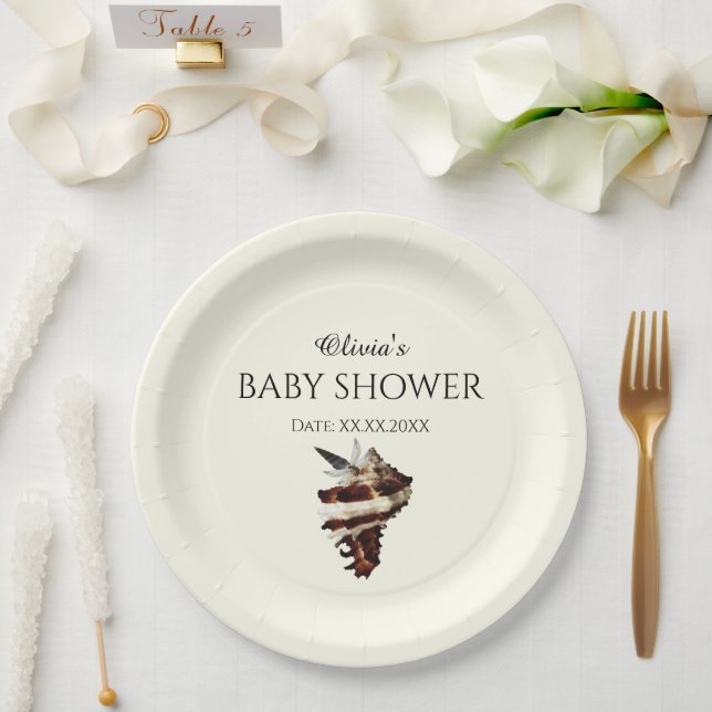 Nautical under the sea shell desert chic butterfly paper plate (Wedding)