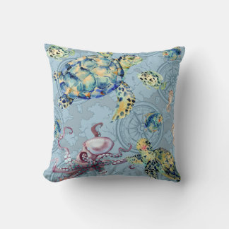 Nautical Under the Sea Throw Pillow
