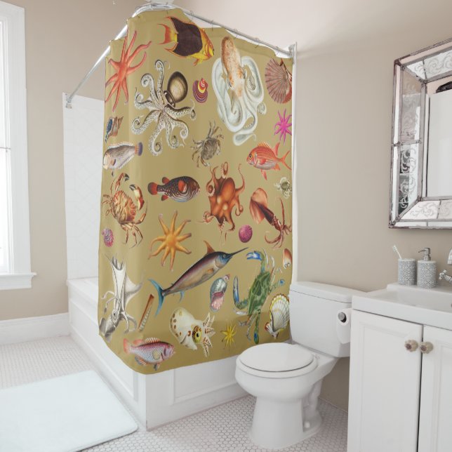 Nautical Underwater Sea Life Pattern Gold (In Situ)
