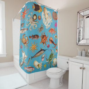 Nautical Underwater Sea Life Pattern Ocean Blue