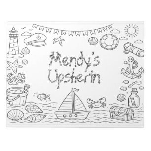 Nautical upsherin colouring page notepad