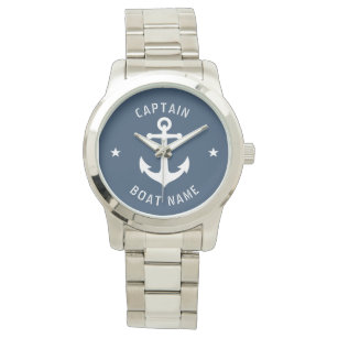 Nautical Vintage Anchor Captain & Boat or Name Watch