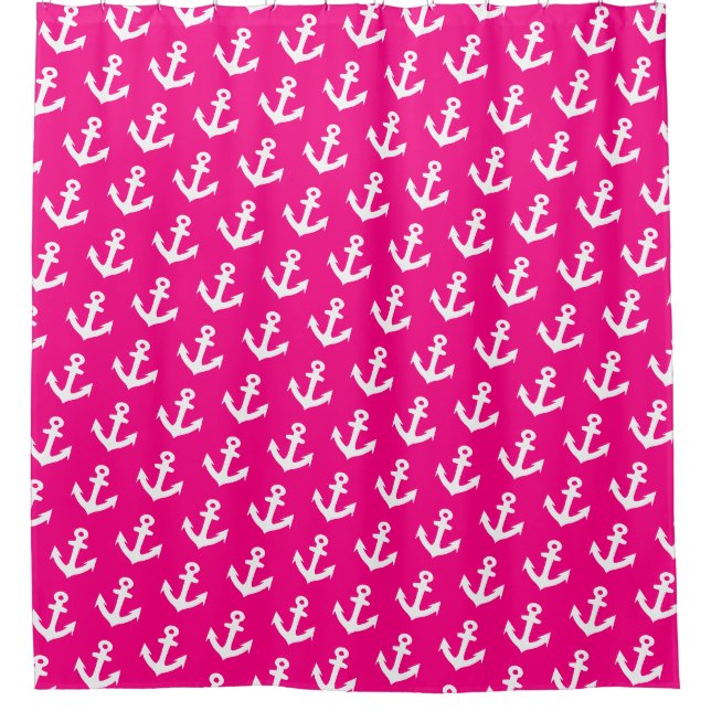 Nautical Vintage anchors pattern on neon pink (Front)