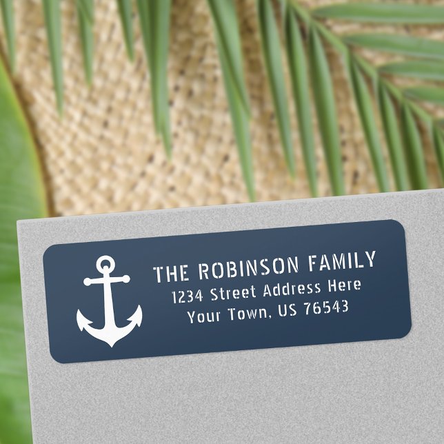 Nautical Vintage Boat Anchor Grey Blue Address (Creator Uploaded)