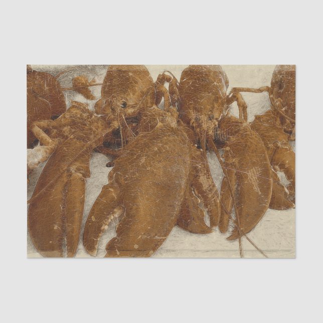 Nautical Vintage Ocean Texture Lobster Tissue Paper (Front)