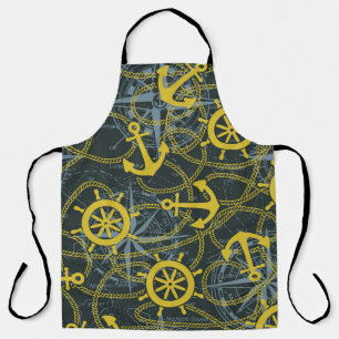 Nautical vintage pattern, anchor and map. apron