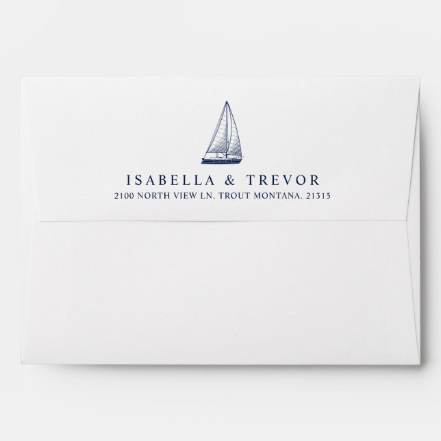 Nautical Vintage Sailboat | Striped Pre-Adressed Envelope (Back (Top Flap))