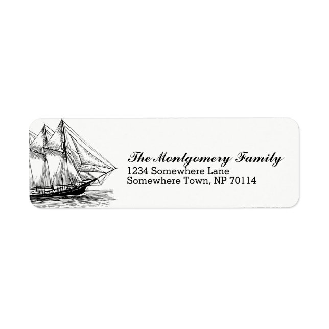 Nautical Vintage Schooner Ship & Family Name (Front)