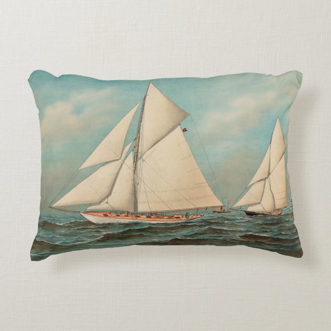 Nautical Vintage Yachts Racing #1 Accent Pillow (Front)