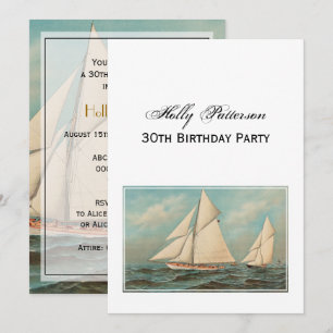 Nautical Vintage Yachts Racing #1 Birthday Invitation