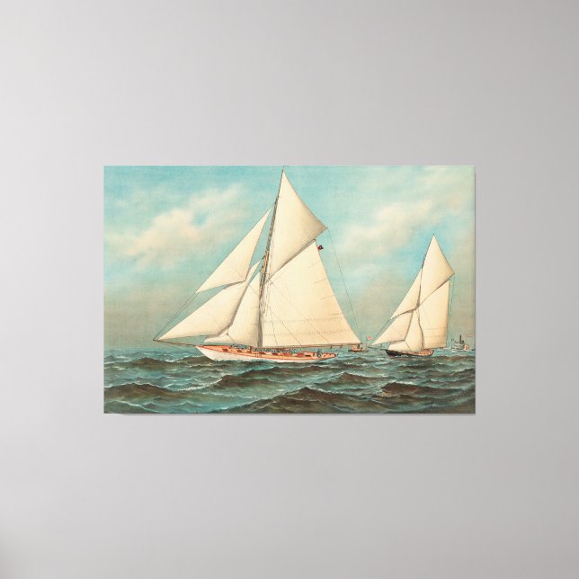 Nautical Vintage Yachts Racing #1 Canvas Print (Front)