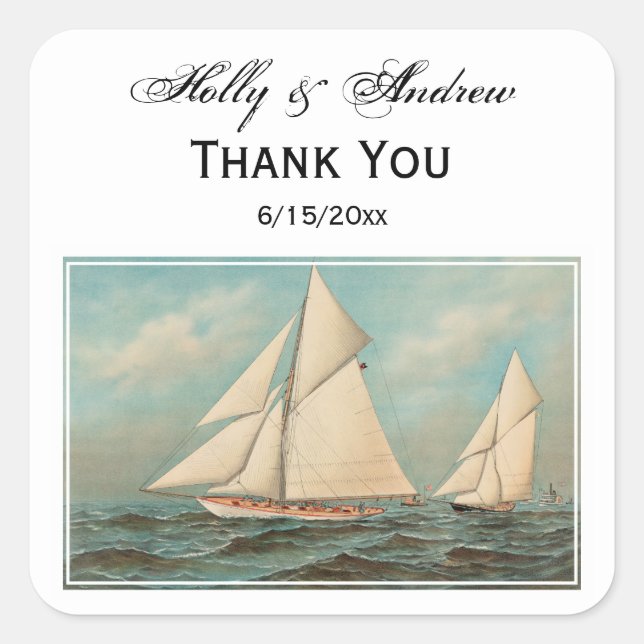 Nautical Vintage Yachts Racing #1 Gift Tag Seal (Front)