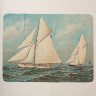 Nautical Vintage Yachts Racing #1 Sherpa Blanket