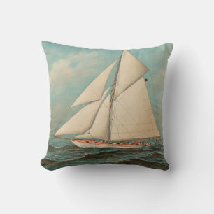 Nautical Vintage Yachts Racing #1 Throw Pillow