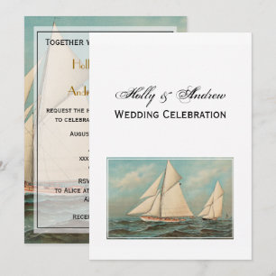 Nautical Vintage Yachts Racing #1 Wedding Invitation