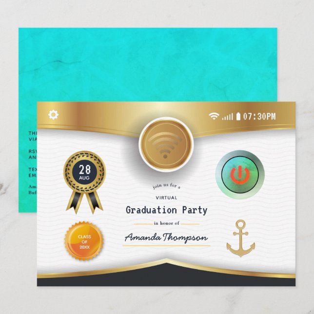 Nautical Virtual Graduation Party Invitation (Front/Back)