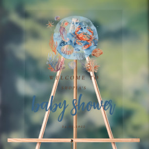 "Nautical Watercolor Coral Reef Delights Acrylic Sign