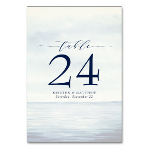 Nautical Watercolor Ocean Navy Blue Table Number