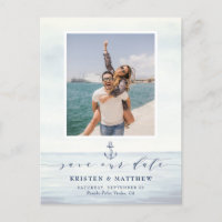 Nautical Watercolor Ocean Photo Save The Date