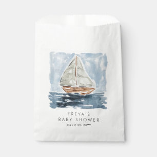 Nautical Watercolor Sailboat Baby Shower Custom Favour Bag
