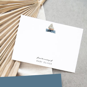 Nautical Watercolor Sailboat From the Nursery Baby Card