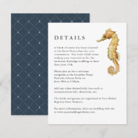 Nautical Watercolor Seahorse Wedding Details Info