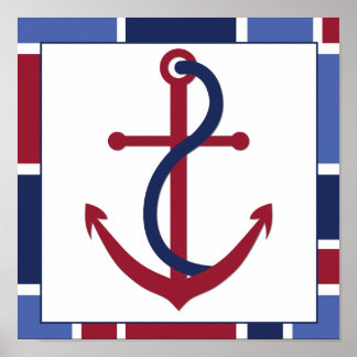 Nautical Wave Nursery Anchor Poster