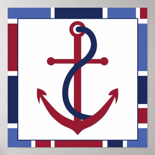 Nautical Wave Nursery Anchor Poster (Front)