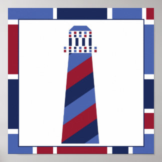 Nautical Wave Nursery Lighthouse Poster