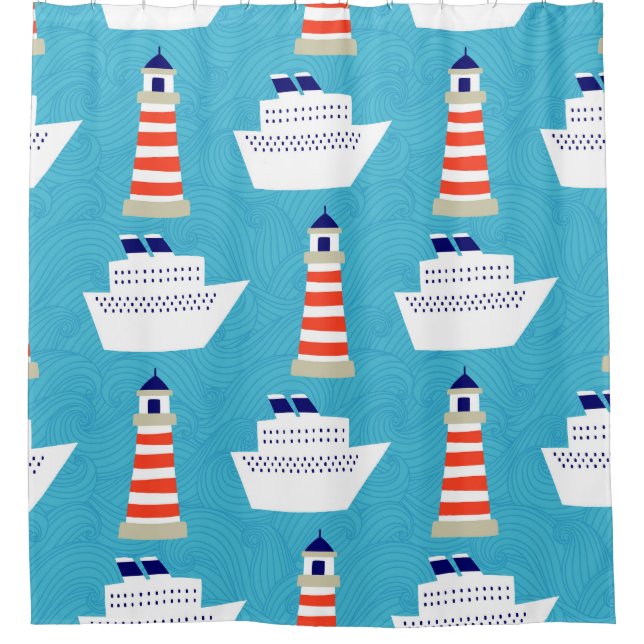 Nautical Waves: Lighthouse Cruiser Pattern. (Front)