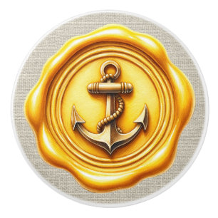 Nautical Wax Stamp Image Beach Drawer Knobs