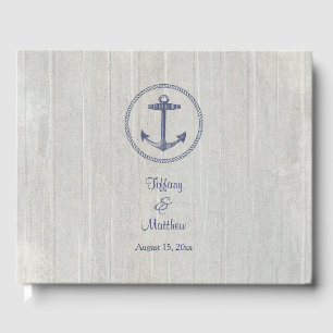 Nautical Weathered Wood Personalized Wedding Guest Book