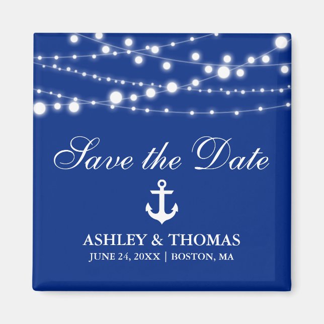 Nautical Wedding Anchor Lights Save the Date S Magnet (Front)