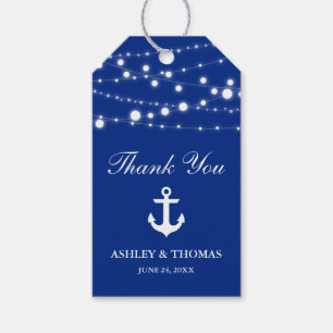 Nautical Wedding Anchor String Lights Blue Gift Tags