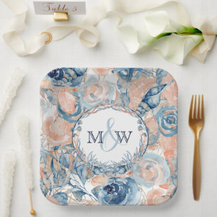Nautical Wedding Beach Sea Shell and Roses, Paper Plate