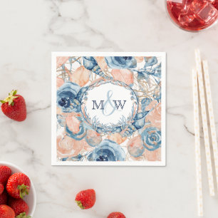 Nautical Wedding Beach Sea Shell Flowers  Napkin