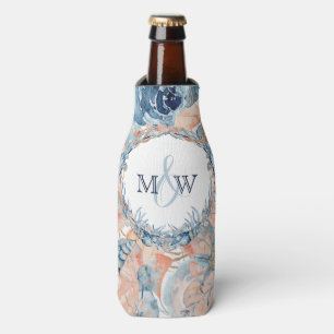 Nautical Wedding Beach Seashell and Roses Bottle Cooler
