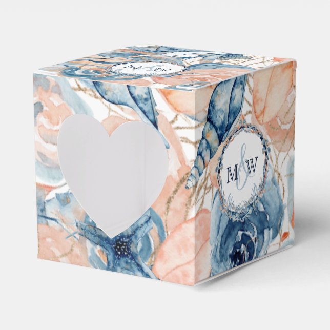 Nautical Wedding Beach Seashell Flowers  Favor Box (Front Side)