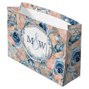 Nautical Wedding Beach Seashell Roses Large Gift Bag