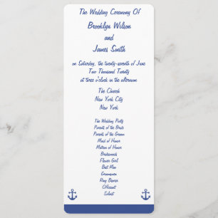 Nautical Wedding Ceremony Programs Cards
