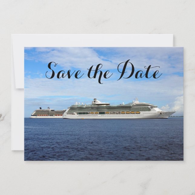 Nautical Wedding Cruise Ship Save the Date Ocean (Front)