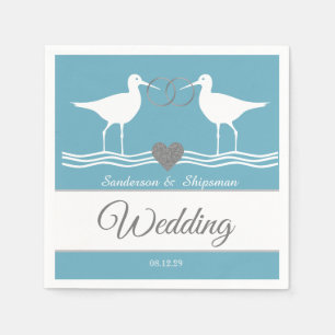 Nautical Wedding Duty Blue Sandpiper Napkin