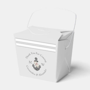 Nautical Wedding Floral Anchor Silver Grey Favor Box