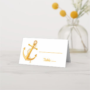 Nautical Wedding Gold Anchor Beach Bridal Shower Place Card