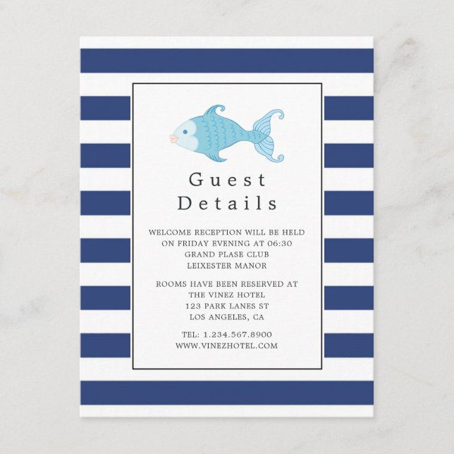 Nautical Wedding Guest Details Enclosure Card (Front)