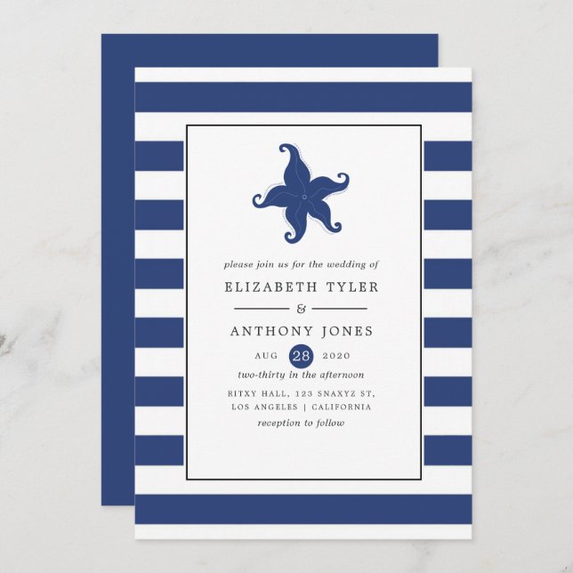Nautical Wedding Invitation (Front/Back)
