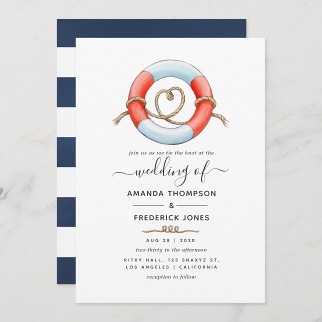 Nautical Wedding Invitation (Front/Back)